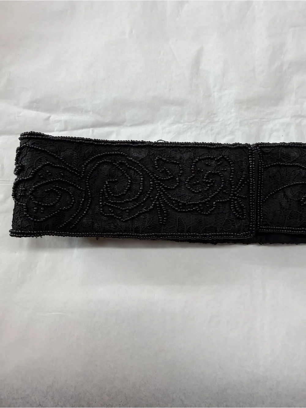 NWT La Regale Black Beaded Lace Wide Waist Belt Size Small Vintage
